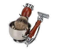 LUCKDANO Kit de Cuidado de Afeitado para Hombres - Juego de Recortador de Barba Premium con Cuchillo Manual, Cepillo, Jabonera y Soporte de Aleación para el Cuidado - 10 Cuchillas de Repuesto
