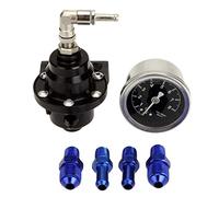 LUCKDANO Kit Regulador de Presión de de Aluminio Ajustable Universal con Manómetro | Medidor de Presión de Duradero con Accesorios | Mejore el Rendimiento del Motor y la Eficiencia del | Kit