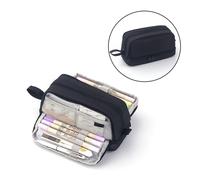 LUCKDANO Lindo Estuche para Lápices de Gran Capacidad - Bolsillo con Cremallera para Papelería Fácil de Limpiar con Asa de Agarre Estudiantes, Artistas y Profesionales (Black)