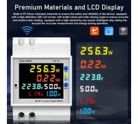 LUCKDANO Medidor de Electricidad Inteligente para el Hogar WiFi - Medidor de Factor de Potencia Multifunción en Carril DIN D52-2066 con Pantalla LCD y Memoria de Falla de Energía - Monitoreo en