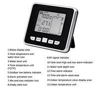 LUCKDANO Medidor de Nivel Agua del Sensor Líquido Ultrasónico con 10 Elementos Gráfico Barra LCD Mantalla Temperatura la Alta/baja Alarma para el Monitoreo Interior/exterior