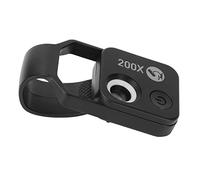 LUCKDANO Mini Microscopio de Bolsillo para Teléfono con Zoom 200X con Lente CPL y Luz LED, Microscopio Portátil para Teléfono Móvil para Niños y Adultos, Explore la Naturaleza la Ciencia en (Black)