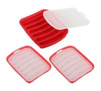 LUCKDANO Molde de Silicona para Salchichas de Silicona para Perros Calientes, Herramienta para Hacer Jamón para Salchichas Caseras Perfectas, sin BPA, Apto para Lavavajillas, Multiusos (rojo)