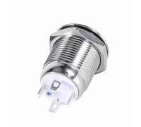 LUCKDANO Pulsador LED Interruptor de Botón Momentáneo de Metal Resistente Al Agua de 12 Mm con LED Blanco, 4 Pines de Descarga Alta para Uso Automotriz y en Exteriores (BLUE)