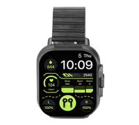 LUCKDANO Reloj Deportivo 2 en 1 para Hombres y Mujeres, Inteligente con Auriculares, Rastreador de Fitness, Notificación de Mensajes, Control Remoto de Cámara (Acero Negro)