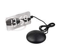 LUCKDANO Reloj Despertador Vibratorio con Espejo Digital con Pantalla Grande y Brillo Ajustable, Agitador de Cama para Personas que Duermen Mucho con Puertos USB Duales, Función de Repetición