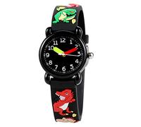 LUCKDANO Relojes para Niños, Relojes para Niños para con Pavight PVC Correa de Cuarzo para Mira a los Patrón de Dibujos Animados para y Niñas Muñequera (Dinosaurio)