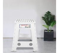 LUCKDANO Taburete Plegable Portátil Reposapiés Plegable de Plástico Portátil con Diseño Antideslizante, Adecuado para Uso de Adultos en el Hogar, la Escuela y Al Aire Libre. (Punto Negro Marfil)