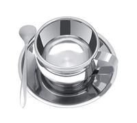 LUCKDANO Taza de té de Acero Inoxidable Taza de café con Aislamiento de Acero Inoxidable, de Té/leche de Doble Pared, con Bandeja y Juego de Cubiertos de cuchara.