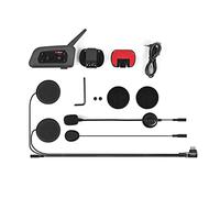 LUCKDANO Teleheer V6 Casco de Moto Auriculares 5.1, de Comunicación Full-Duplex, Intercomunicador en Tiempo Real, Resistente Al Agua y Al Viento, Adecuado para Jinetes, Negro, Paquete de 2 (Gris 1