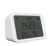 LUCKDANO WiFi Temperatura Humedad Detección de Luz Reloj Despertador - Sensores Inteligentes 4 en 1 para el Hogar, la Oficina y Más - Monitoreo Remoto a Través de la Aplicación Pantalla LCD Grande