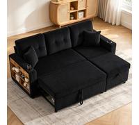 Luckdect Sofá Convertible, Sofá Cama 3 Plazas con Silla Reversible, Portavasos y Estantería, Sofá esquinero Modular con Almacenamiento, Sofá Cama L en Corduroy con Cama Gigogne, para el Salón