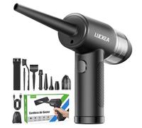 LUCKEA Aire Comprimido Limpieza PC Soplador de Aire - 3 Velocidades Aspirador Soplador de Mano Potente, 6000mAh, 3 Cepillos Antiestáticos, Air Duster Soplador Aspirador Portatil para Coche Oficina