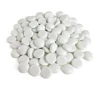 Luckforest Relleno de jarrón de piedras preciosas planas de cristal blanco de 0.75 pulgadas para jarrones, manualidades, acuarios y piedras de peceras, centros de mesa, decoración de gemas, mosaicos,