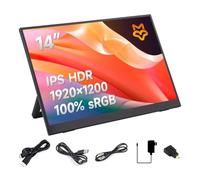 LUCKFOX 14" Portable Monitor with Stand - Plug&Play 1920x1200 WUXGA FHD Ultra Thin/Light USB-C HDMI Second Monitor 178° Viewing Dual-Track HiFi Speaker for Raspberry Pi/Jetson/PC/Game Console/Phone