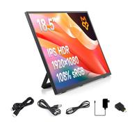 LUCKFOX 18.5" Portable Monitor with Stand - Plug and Play Ultra Thin/Light USB-C HDMI Second Monitor 1080P FHD 178° Viewing 120Hz Dual-Track HiFi Speaker for Raspberry Pi/Jetson/PC/Game Console/Phone