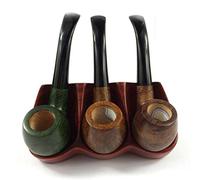 LUCKFY Titular de cigarros Estante de Madera Tabaco de Pipa Soporte ejecución Exquisita del Palo de Rosa Sentado Cucharada Fumadores Soporte del Tubo Durante 3 Pipas