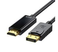 LUCKGONI Cable convertidor macho a macho compatible con DisplayPort a HDMI para computadoras y portátiles habilitados para DisplayPort