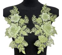 LUCKGONI Paquete de 2 apliques bordados de flores con lentejuelas para ropa, bolsos, manualidades, decoración, materiales de poliéster