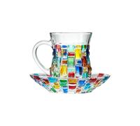 LUCKGONI Vaso de bebidas multicolor pintado a mano con diseño tejido, taza única hecha para celebraciones e incidentes especiales