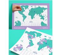 Luckies Mapa Neón para Rascar | Mapa de Viaje y del Mundo para Rascar | Verde