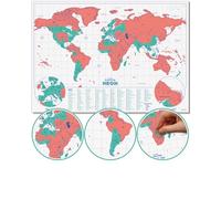 Luckies Mapa para rascar neón | Mapa de viaje y mapa del mundo para rascar | Mapa del mundo para rascar | Mapa de viaje para rascar viajes | Mapa del mundo para rascar | Coral