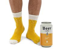 Luckies of London Calcetines divertidos para hombres, en lata de cerveza, Amarillo, 41-45 EU (7-11 UK)