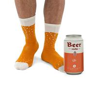 Luckies of London Calcetines divertidos para hombres, en lata de cerveza, Naranja, 41-45 EU (7-11 UK)