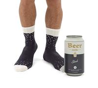 Luckies of London Calcetines divertidos para hombres, en lata de cerveza, Negro, 41-45 EU (7-11 UK)