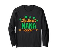 Luckiest Nana Ever Matching Family St Patrick’s Day Manga Larga
