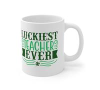 Luckiest Teacher Ever - Taza de café divertida de 325 ml, taza de café novedosa, taza de cerámica, B11