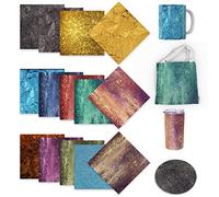 LUCKIGUCK Infusible Transfer Ink Sheets Solid color 14pcs/set, Heat Pre-Printed Sublimation Paper 30,5 x 30,5 cm, Hoja de Transferencia de Colores y Patrones for Mugs and Cloths (Glitter)