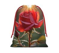 Luckily&Day Beautiful Roses Print - Bolsa de regalo multiusos con cordón, terciopelo súper suave, bolsa de regalo personalizada para almacenamiento, tamaño mediano, 1 paquete