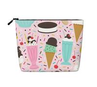 Luckily&Day Bolsa de cosméticos con estampado de helado dulce para mujer, bolsa de maquillaje de moda con gran almacenamiento, regalos para mujeres, color negro, talla única, Negro, One Size