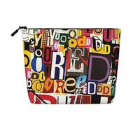 Luckily&Day Bolsa de cosméticos con estampado de letras y números para mujer, bolsa de maquillaje de moda, bolsa de viaje con gran almacenamiento, regalos para mujeres, color negro, talla única,