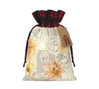 Luckily&Day Bolsa de lona reutilizable con estampado de flores amarillas claras, con cordón, para fiestas, cumpleaños, 1 unidad