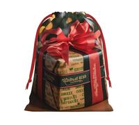 Luckily&Day Bolsa de regalo multiusos con cordón y estampado de Feliz Navidad, terciopelo súper suave, bolsa de regalo personalizada para almacenamiento, tamaño pequeño, 1 paquete