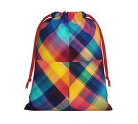 Luckily&Day Bolsa de regalo multiusos con estampado a cuadros de colores, bolsa de regalo personalizada de terciopelo súper suave para almacenamiento, 1 paquete