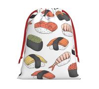 Luckily&Day Bolsa de regalo personalizada con cordón de estampado de sushi, terciopelo suave, para mujer, Navidad, 1 paquete