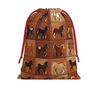 Luckily&Day Bolsa de regalo personalizada con cordón y estampado de caballo marrón, terciopelo súper suave, bolsa de regalo multiusos, 1 paquete