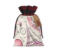 Luckily&Day Bolsa de regalo romántica con estampado de mariposas de París para Navidad, fiestas, festivales, divertida bolsa de lona reutilizable, 1 pieza