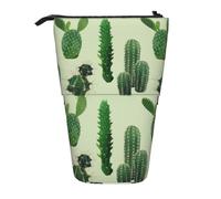 Luckily&Day Bolsa retráctil vertical con estampado de cactus, bolsa de pie, bolsa telescópica única para maquillaje de oficina, Negro, One Size, Telescópico