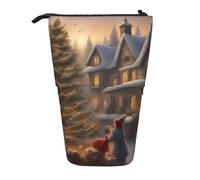 Luckily&Day Bolsa retráctil vertical con estampado de Feliz Navidad, bolsa de pie, bolsa telescópica única para maquillaje de oficina, Negro, One Size, Telescópico