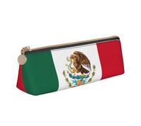 Luckily&Day Bolsa triangular personalizada con estampado de bandera de México, elegante organizador de cosméticos de cuero, bolsa compacta con cremallera, Blanco, One Size, Elegante