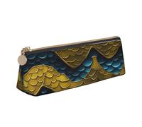 Luckily&Day Bolsa triangular personalizada con estampado de escamas de dragón, elegante organizador de cosméticos de cuero, bolsa compacta con cremallera, Blanco, Talla única, Elegante