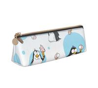 Luckily&Day Bonito estuche triangular personalizado con estampado de pingüinos, elegante organizador de cosméticos de cuero, bolsa compacta con cremallera, Blanco, One Size, Elegante