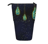 Luckily&Day Bottles in the night sky - Bolsa retráctil vertical con estampado novedoso, bolsa de pie, bolsa telescópica única para maquillaje de oficina, Negro, One Size, Telescópico