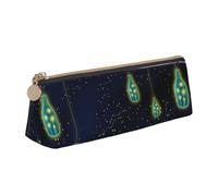 Luckily&Day Bottles in the night sky - Bolsa triangular personalizada de piel, elegante organizador de cosméticos, bolsa compacta con cremallera, Blanco, One Size, Elegante
