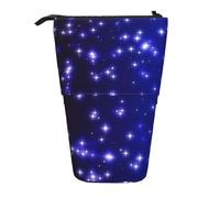 Luckily&Day Bright Stars - Bolsa retráctil vertical con estampado de estrellas novedosas, bolsa telescópica única para maquillaje de oficina, Negro, One Size, Telescópico