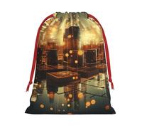 Luckily&Day Cool Music - Bolsa de regalo multiusos con cordón y estampado de ondas sonoras, terciopelo súper suave, bolsa de regalo personalizada para almacenamiento, grande, 1 paquete
